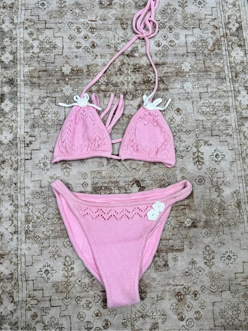 Frankies Bikinis x Guizio Tide Knit Top in Slipper Pink NWOT